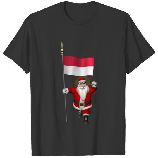 Santa Claus With Ensign Of Indonesia T-shirt