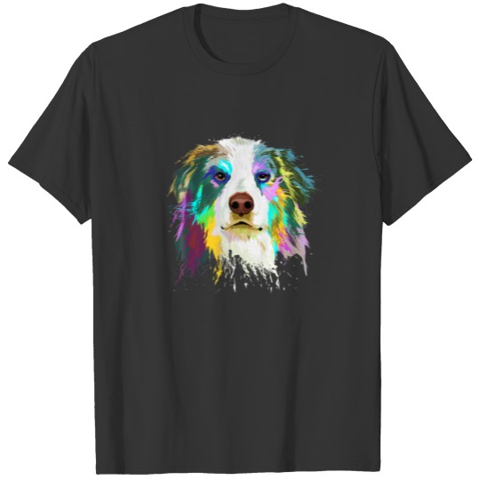 Splash Art Australian Shepherd Dog Aussie Mom Gift T-shirt