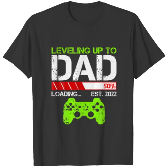 Mens Leveling Up To Dad Est 2022 Vintage Design Fu T-shirt