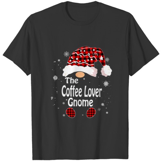 Red Buffalo Plaid Matching The Coffee Lover Gnome T-shirt