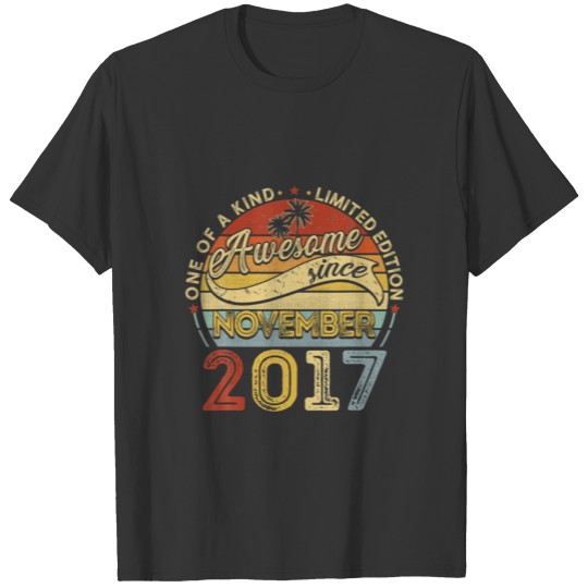 November 2017 Vintage 4Th Birthday Gifts Retro 4Th T-shirt