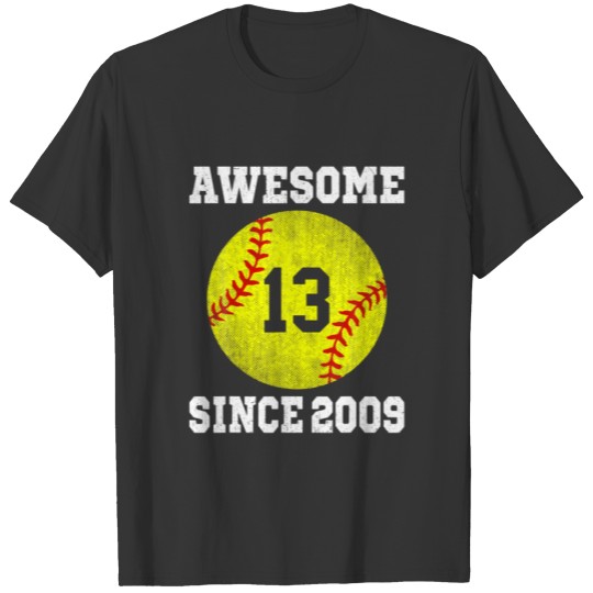 13Th Birthday Softball Player 13 Years Old Vintage T-shirt