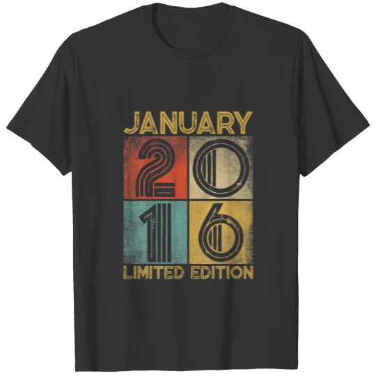 Distressed Retro January 2016 6Th Birthday 6 Yrs O T-shirt