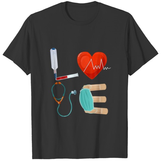 Love Nurse Gift Heartbeat Stethoscope Nursing Stud T-shirt