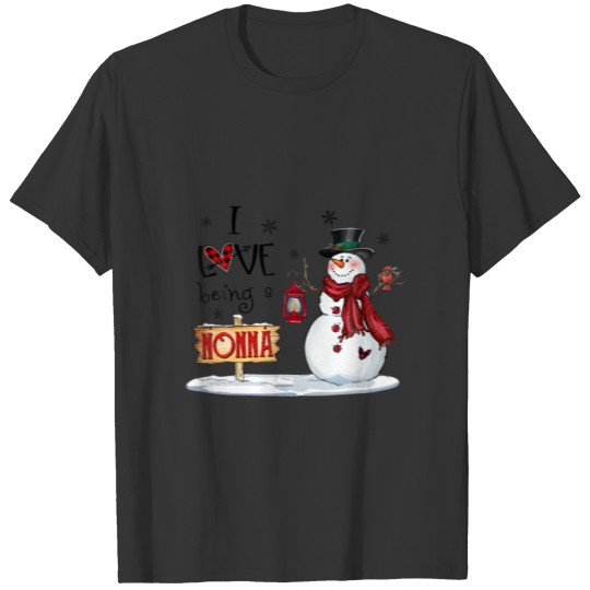 I Love Being A Nonna Snowman Christmas Cute Grandm T-shirt