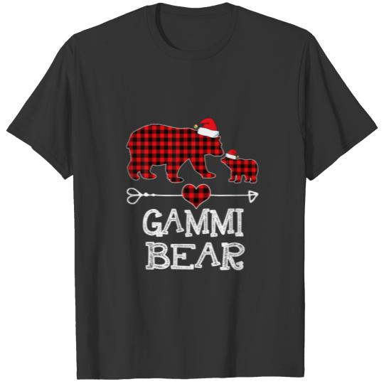 Gammi Bear Christmas Funny Pajama Red Plaid Buffal T-shirt
