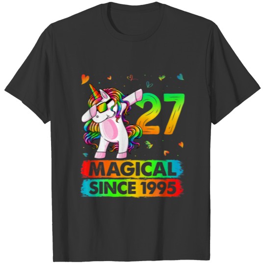 27 Year Old Unicorn Dabbing 27Th Birthday Girl Uni T-shirt