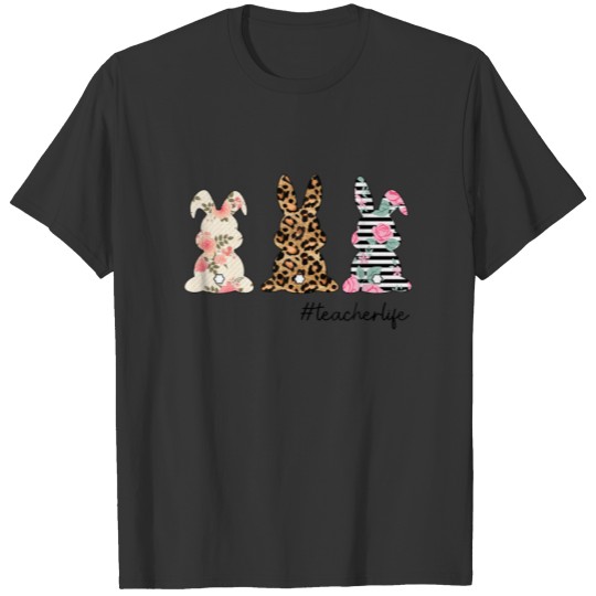Happy Easter Bunny Rabbits Cute Cheetah Teacher Gi T-shirt
