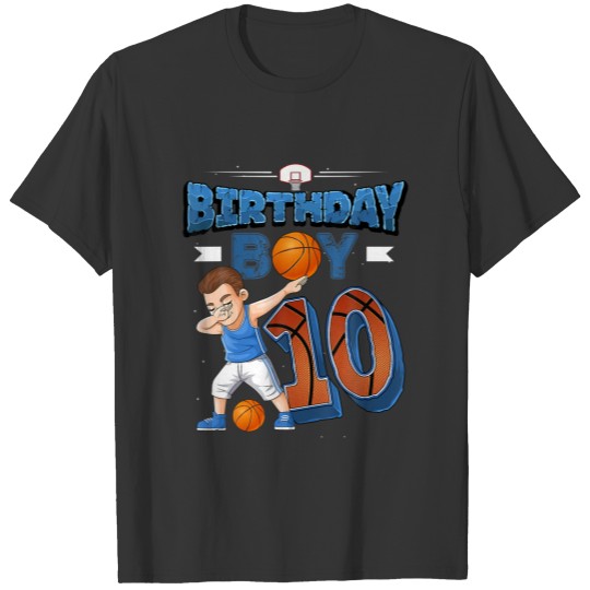 Dabbing Boy 10 Year Old Basketball Player 10Th Bir T-shirt