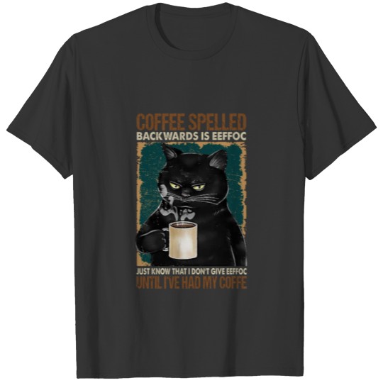 Vintage Black Cat Coffee Spelled Backwards Sweat T-shirt