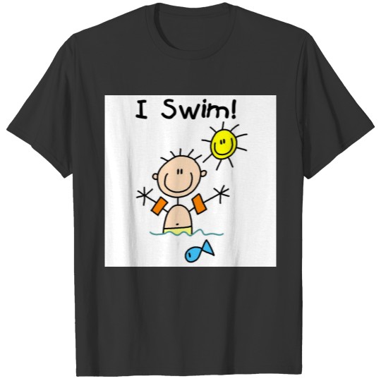 Stick Figure Boy I Swim T-shirt