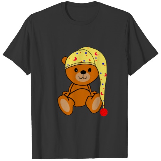 Teddy bear with sleeping cap T-shirt