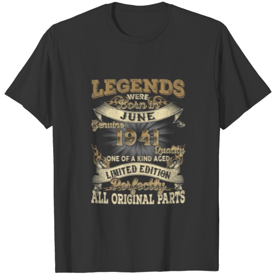 81Th Birthday Gift Legends Born June 1941 Vintage T-shirt