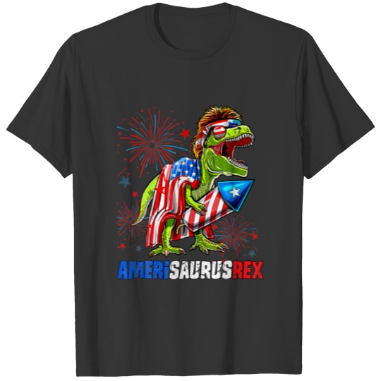 Dinosaur 4Th Of July Amerisaurus T Rex American Fl T-shirt