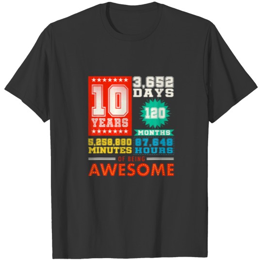 10 Years Old 10Th Birthday Vintage Retro T 120 Mon T-shirt