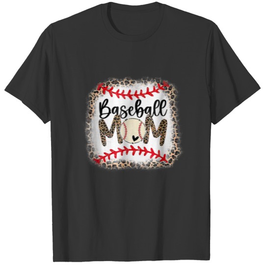 Baseball Mom Leopard Funny Softball Mom Mothers Da T-shirt