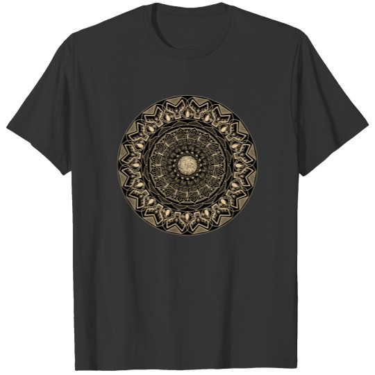 elegant black gold round mandala chic girly T-shirt