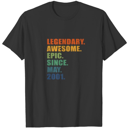 21St Birthday, May 2001, Men Women, 21 Year Annive T-shirt