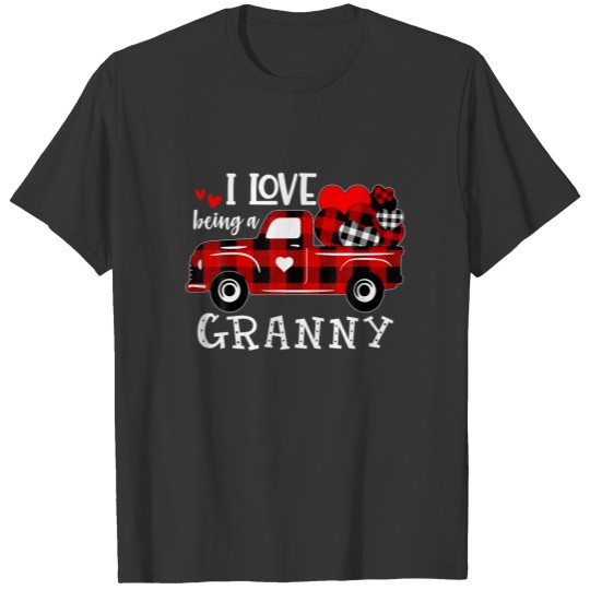 Women Red Truck I Love Being A Granny Valentine's T-shirt