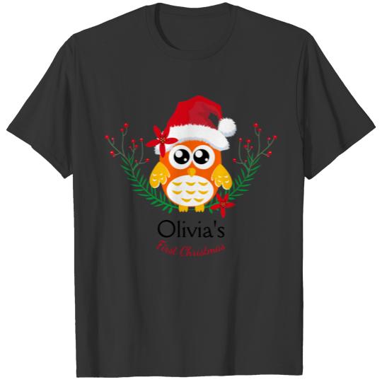 Customizable Baby's First Christmas Owl T-shirt