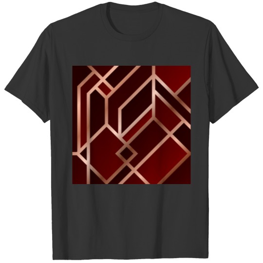Red, gold,golden,geometric,pattern,modern,elegant, T-shirt