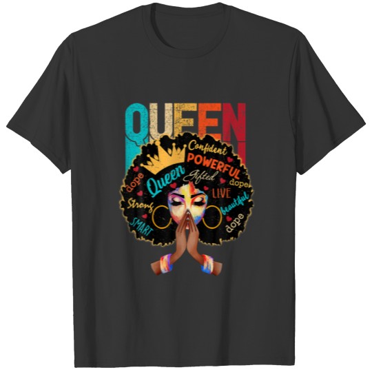 Queen Afro Melanin Black Woman Praying Africa Blac T-shirt