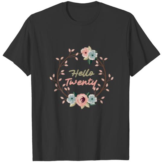 Hello Fifty T S Born In 2002 20Th Birthday Floral T-shirt