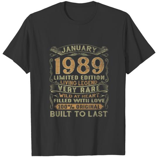 Vintage 1989 Years Old January 1989 33Rd Birthday T-shirt