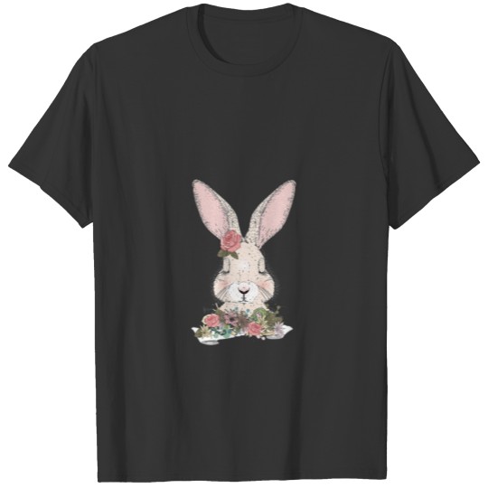 Dreaming Rabbit With Flower Decoration T-shirt
