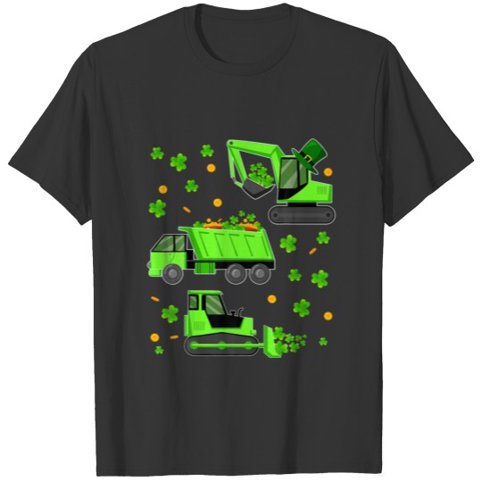 St Patricks Day Boys Crane Truck Construction Todd T-shirt