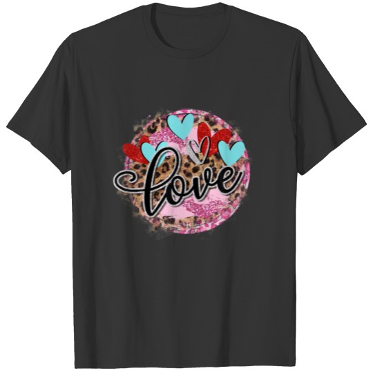 Cute Love Heart Leopard Happy Valentines Day Coupl T-shirt