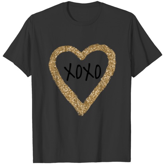 Gold Glitter Heart XOXO T-shirt