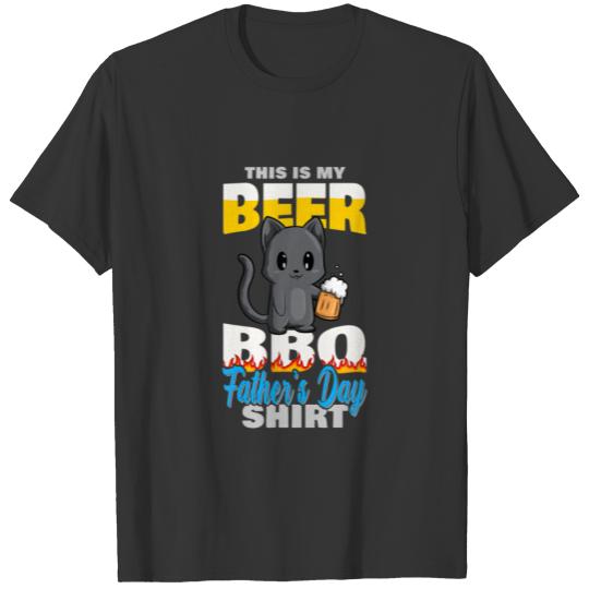 Cute Cat Kitten Funny Bbq Grilling Beer Lover Fath T-shirt
