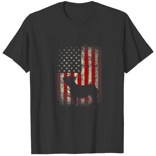 Patriotic USA Flag French Bulldog Design For Frenc T-shirt