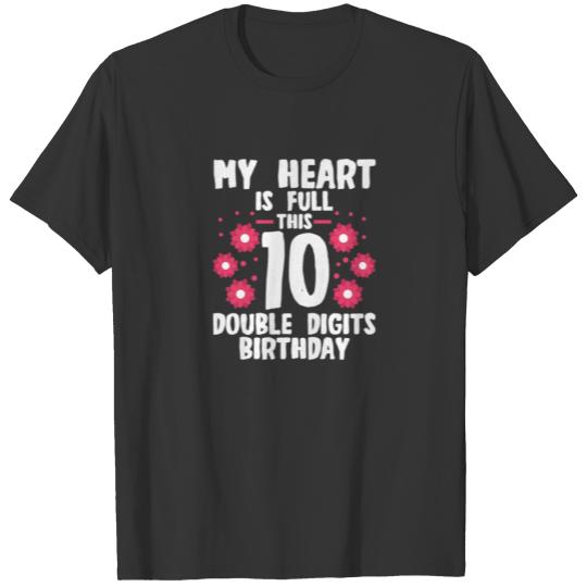 Womens My Hear Is 10 Double Digits Birthday Born I T-shirt