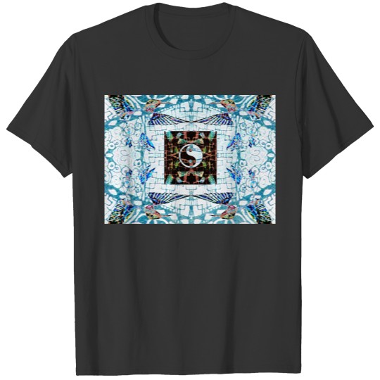 Hummingbird Rings and Yin Yang Design T-shirt