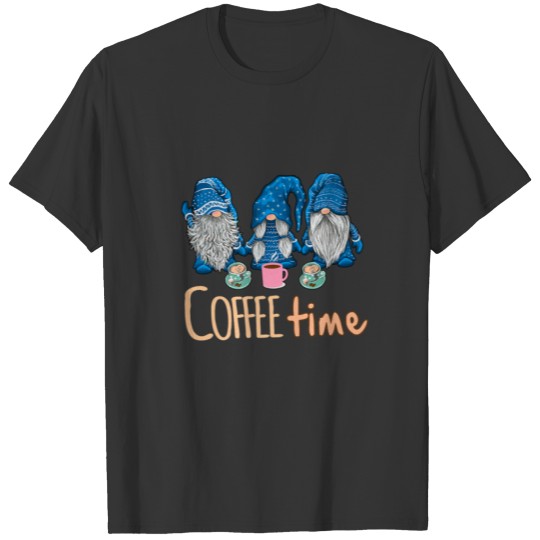 Three Gnomes Coffee Time Funny Coffee Lover T-shirt