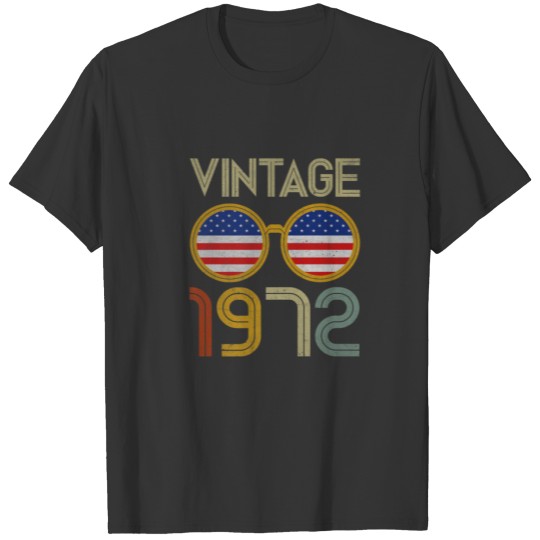 50 Yr Old Birthday Party Retro Graphic USA Flag Vi T-shirt