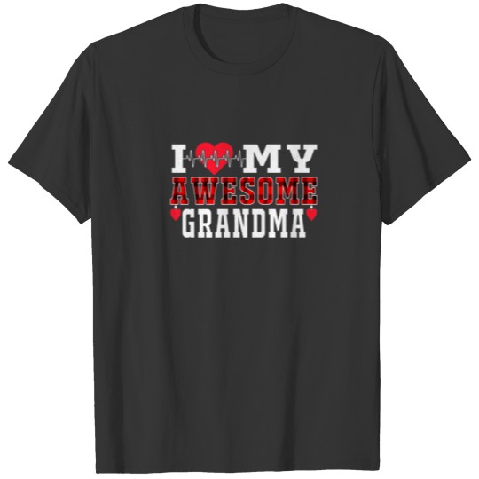 I Love My Awesome Grandma Cute Heartbeat Love Vale T-shirt