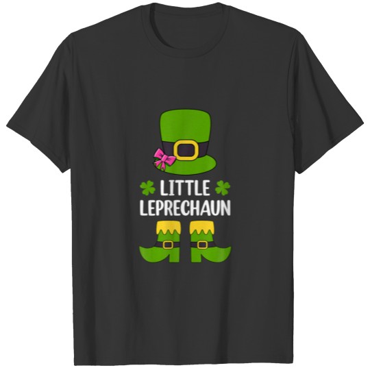 Little Leprechaun With Pink Bow For Girls St Patri T-shirt
