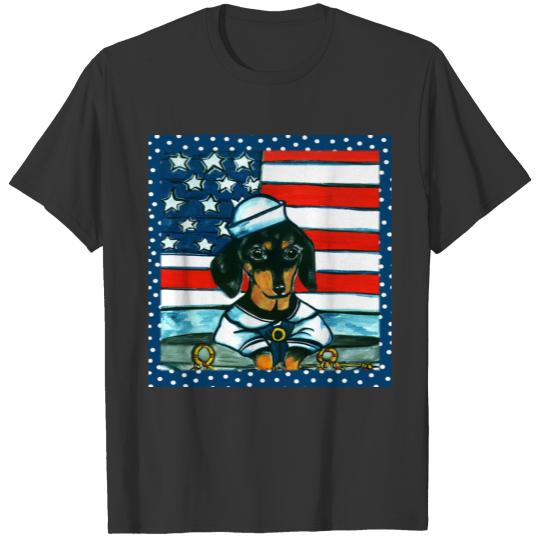 Navy Dachshund T-shirt