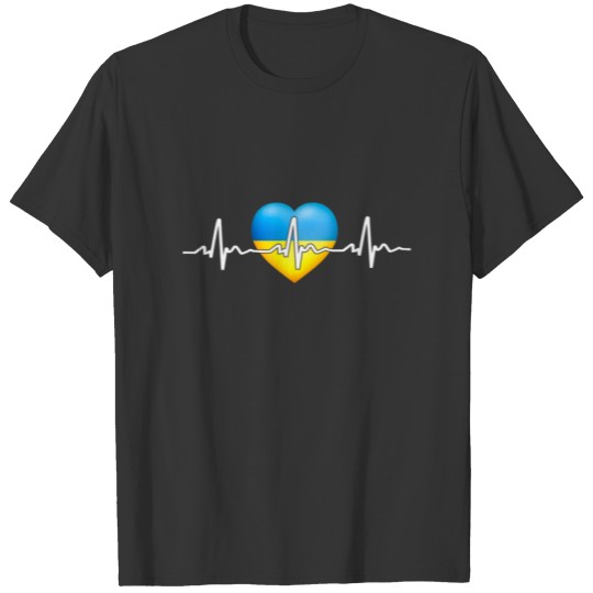 I Stand With Ukraine Heartbeat Ukrainian Flag With T-shirt