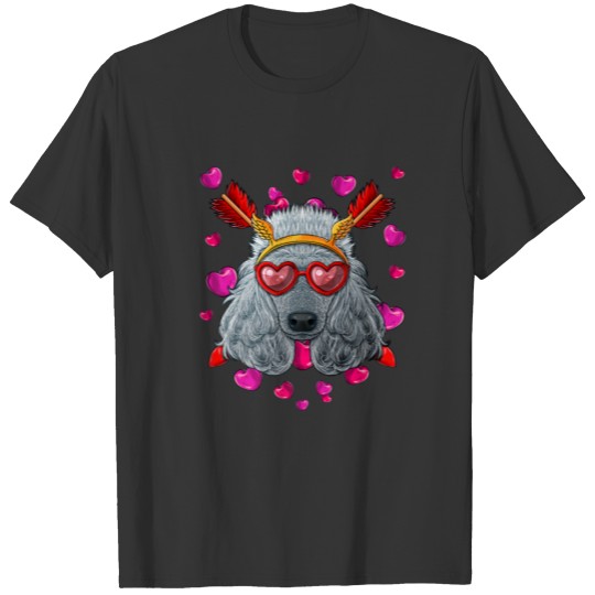 Poodle Valentines Day Dog Face Heart Glasses Love T-shirt