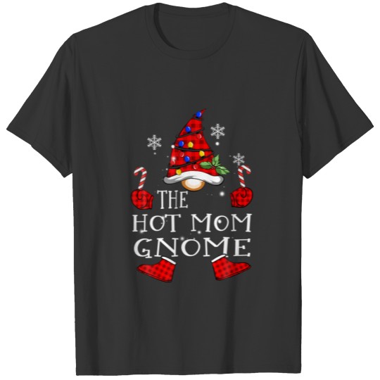 Hot Mom Gnome Red Plaid Matching Family Christmas T-shirt
