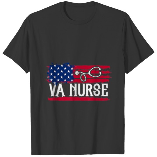 American Flag VA Nurse Patriotic 4th of July Vinta T-shirt