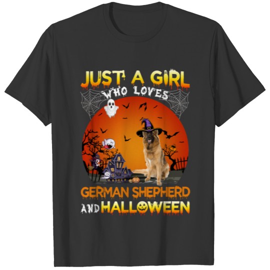 Just A Girl Who Love German Shepherd And Halloween T-shirt