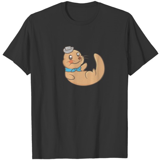 Cute Kawaii Anime - Sea Otter With Hat - Aesthetic T-shirt