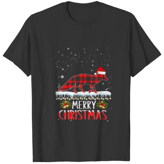 Fox Red Plaid Merry Christmas Pajama Funny Xmas An T-shirt