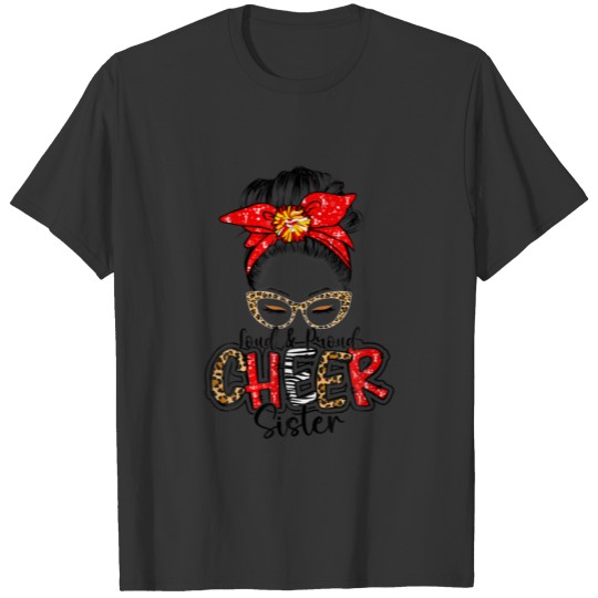 Women Cheer Sister Cheerleading Sister Leopard Mes T-shirt