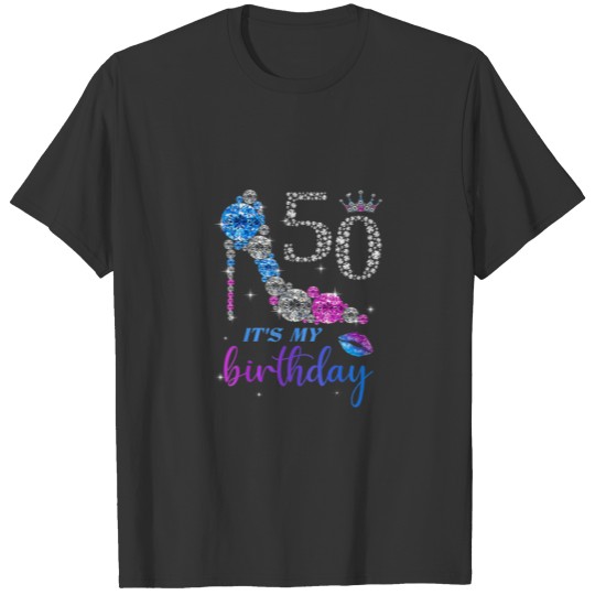 Women It's My 50Th Purple Shoe Crown Happy 50Th Bi T-shirt